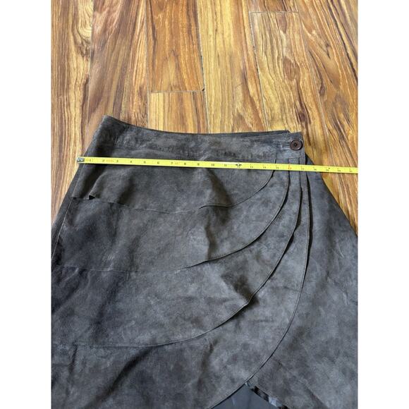 Kenar Brown Leather Layered Wrap Skirt Women’s Size 10 Western Festival - Picture 4 of 6